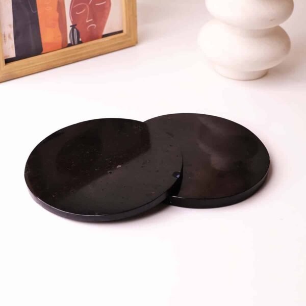 Natural Black Tourmaline Coaster Plate  3-3inch