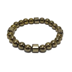 Pyrite Round Stone Elastic Bracelet